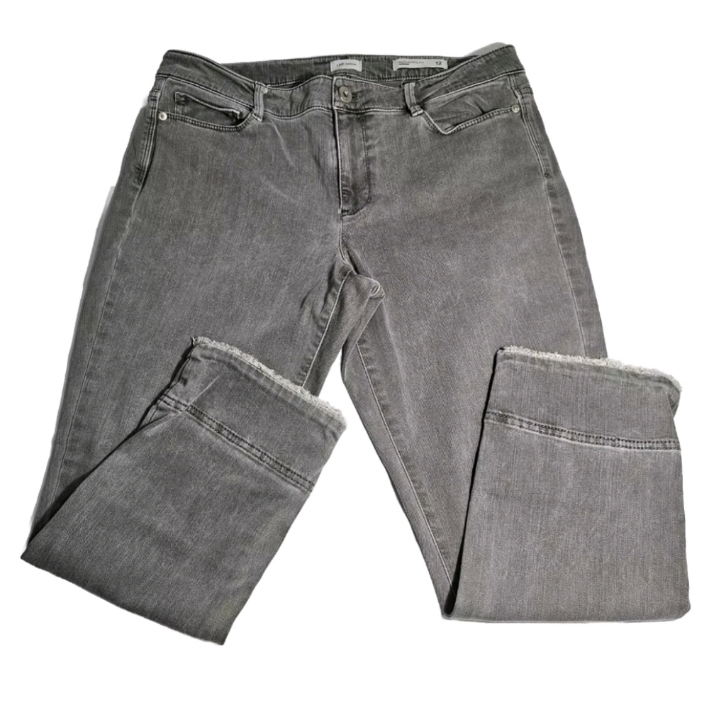 J. Jill Denim Women’s Authentic Fit Cropped Raw Hem Stretch Gray Pants